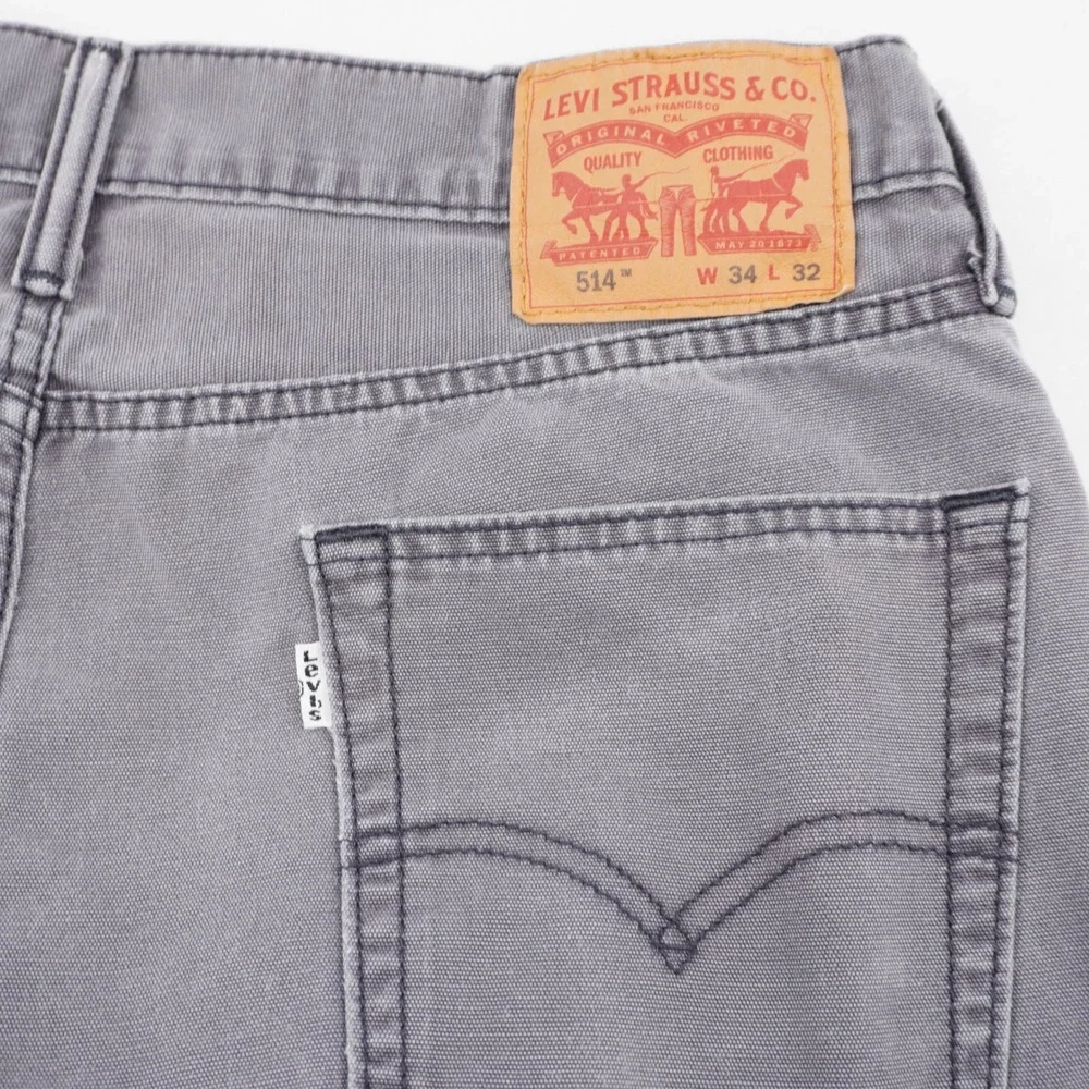 Levi's 514 Straight Fit Jeans Men's 34x32 Gray 100% Cotton‎ Denim